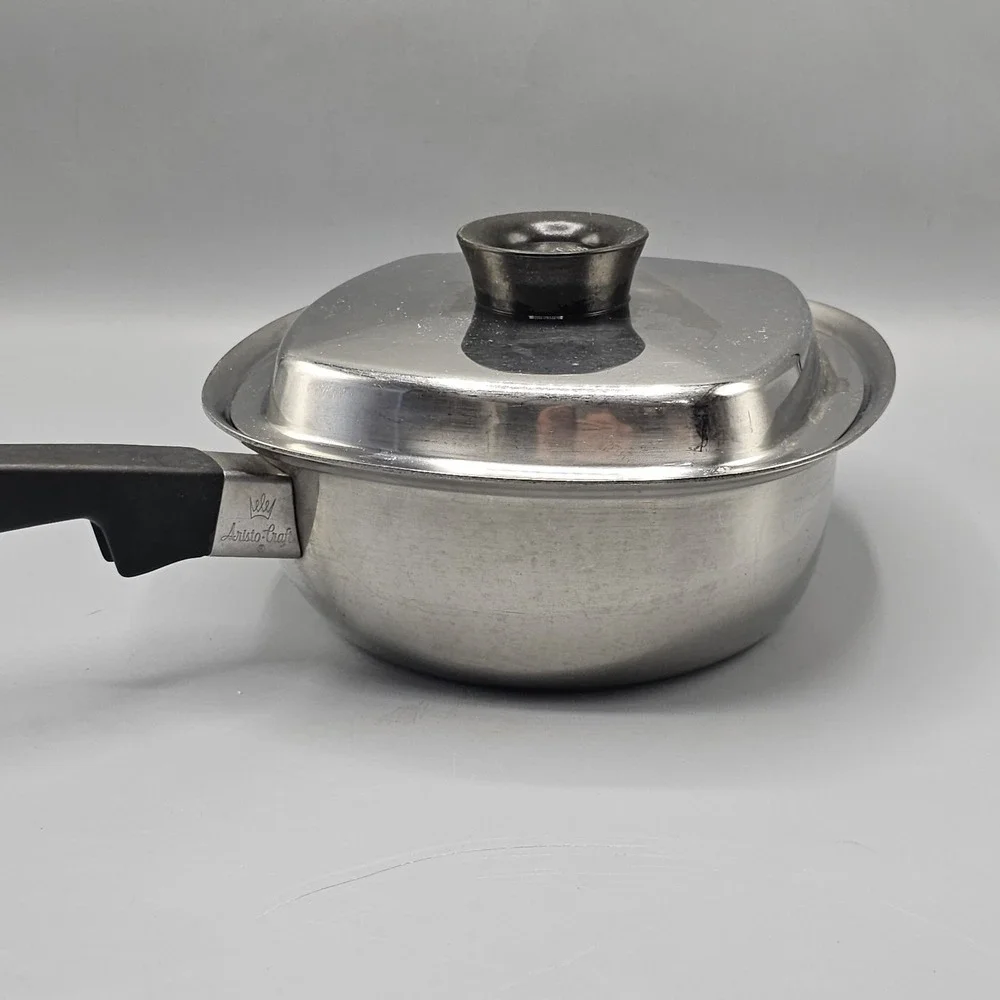Vintage Aristo-Craft 2 QT Stainless Steel Square Saucepan Pot W/ Lid Made USA